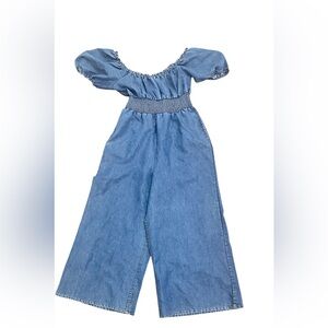 Blush jumpsuit wide leg chambray size m